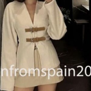 ZARA NEW WOMAN SOFT JACKET WITH TABS ECRU